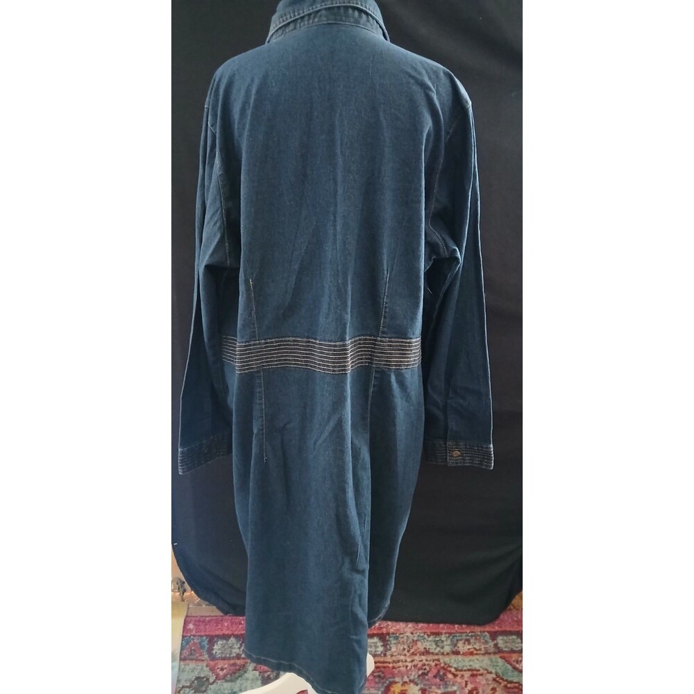 Deja Blue Premium Long Sleeve Button Down Western Style Jean Dress 16 - Picture 4 of 8